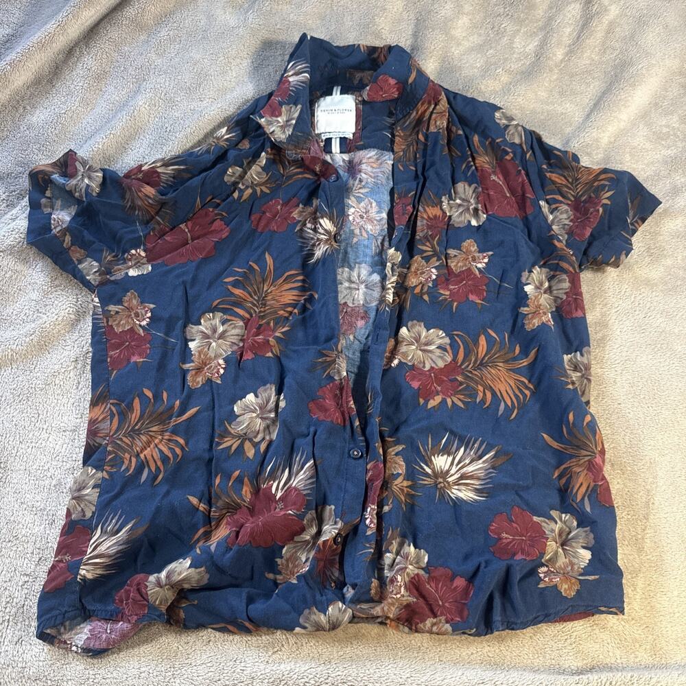 Denim & Flower Ricky Singh Men's Short Sleeve Button Down Shirt Size Medium